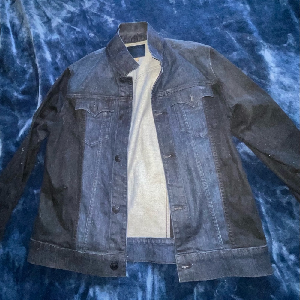 True Religion Two-Tone Denim Jacket - Black and Blue